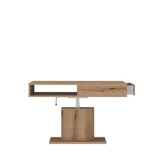 CORTI 04 zvedací konferenční stolek s šuplíkem, dub pobřežní