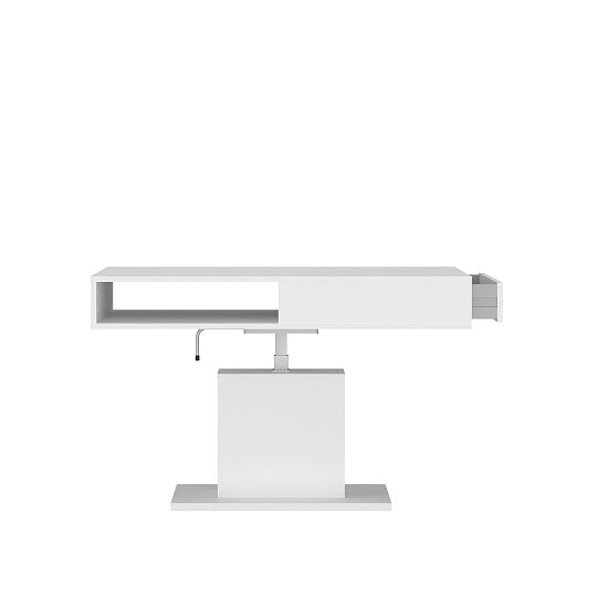 CORTI 04 zvedací konferenční stolek s šuplíkem, bílá alpská