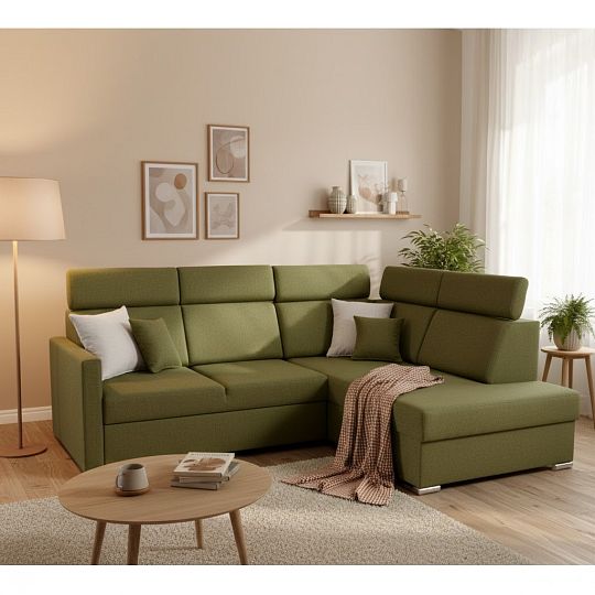 SANTORINI XL rohová sedací souprava, levá, olivová Wind 34