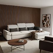 PLAZA rohová sedací souprava, levá, bílá popelavá Curio 02