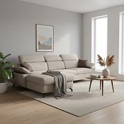 OPTIMAL II TRENDY rohová sedací souprava pravá, bílá káva Bubble 02