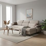 OPTIMAL II TRENDY rohová sedací souprava levá, bílá káva Bubble 02