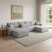 PIREUS sedací souprava do U, univerzální, šedá Poso 55