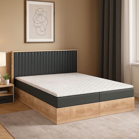 PERLA NEW manželská postel + matrace a topper, 180 cm, zelená