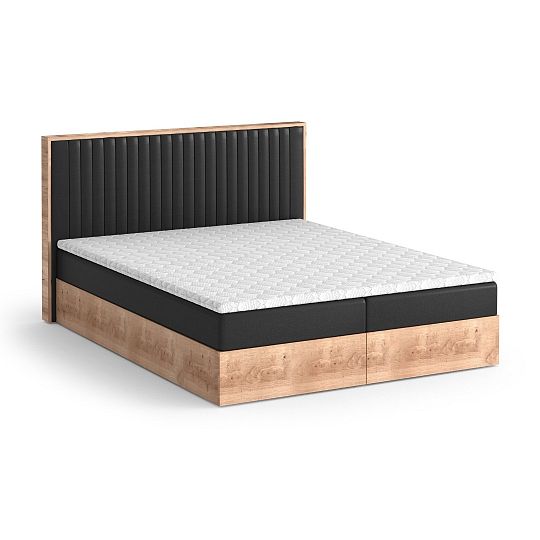 PERLA NEW manželská postel + matrace a topper, 180 cm, černá