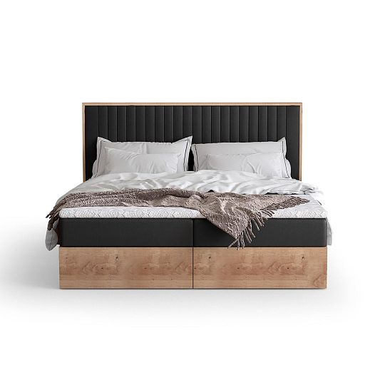 PERLA NEW manželská postel + matrace a topper, 180 cm, černá