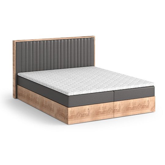 PERLA NEW manželská postel + matrace a topper, 180 cm, šedá