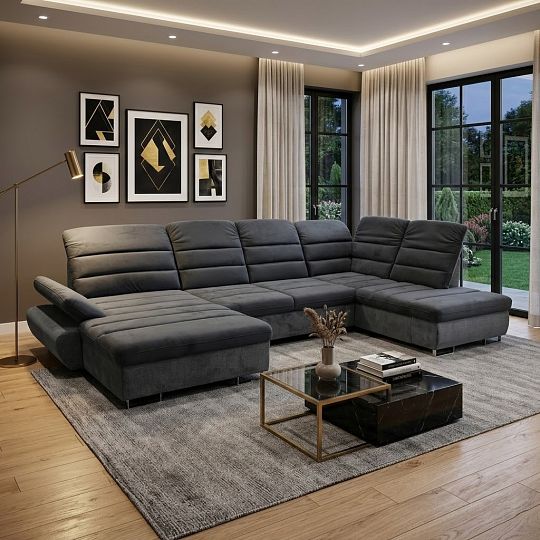 ROMANTIKA sedací souprava do U, levá, tmavě šedá Manila 19