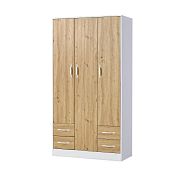 PRESTIGE NEW 01 šatní skříň, bílá/dub artisan/úchyt bílá