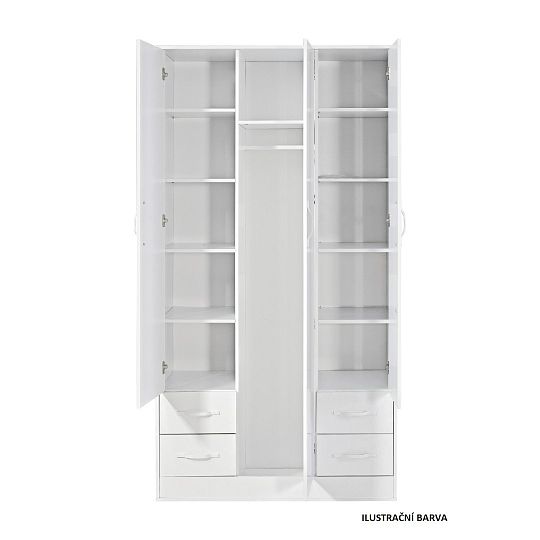 PRESTIGE NEW 01 šatní skříň, bílá/dub artisan/úchyt bílá