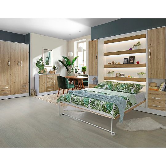 PRESTIGE NEW 01 šatní skříň, bílá/dub artisan/úchyt bílá