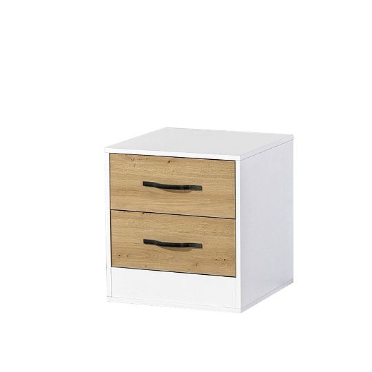 PRESTIGE NEW 05 noční stolek, bílá/dub artisan/úchyt černá