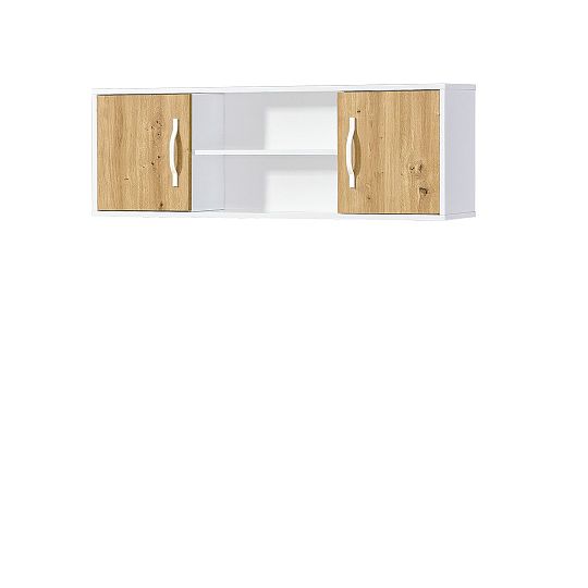 PRESTIGE NEW 06 závěsná skříňka 120 cm, bílá/dub artisan/úchyt bílá