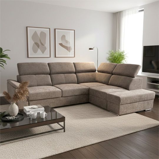 DOMINO rohová sedací souprava, levá, hnědá Wind 21