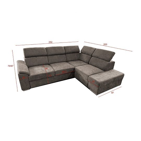 DOMINO rohová sedací souprava, levá, hnědá Wind 21