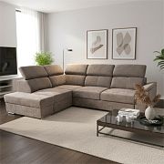 DOMINO rohová sedací souprava, pravá, hnědá Wind 21