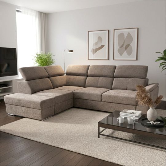 DOMINO rohová sedací souprava, pravá, hnědá Wind 21