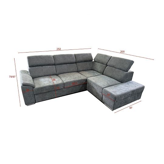 DOMINO rohová sedací souprava, levá, šedá Wind 89