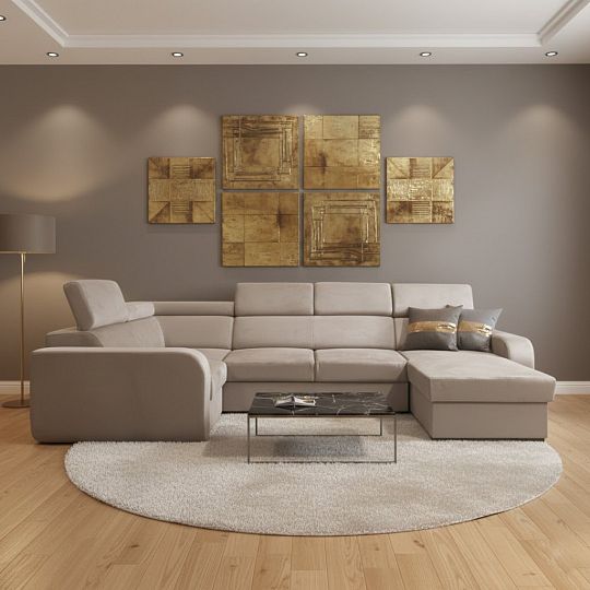 ELIZA sedací souprava do U, pravá, béžová Manila 02