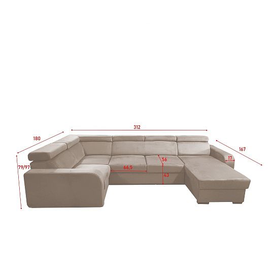 ELIZA sedací souprava do U, pravá, béžová Manila 02