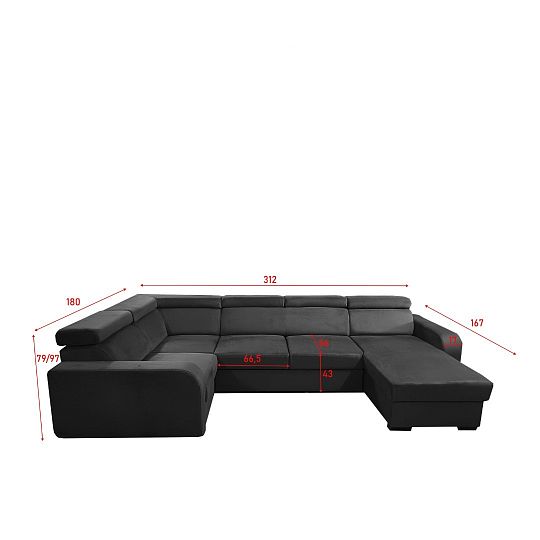 ELIZA sedací souprava do U, pravá, grafit Manila 19