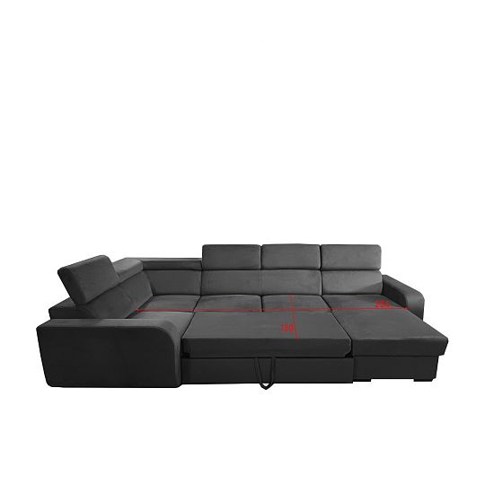 ELIZA sedací souprava do U, pravá, grafit Manila 19