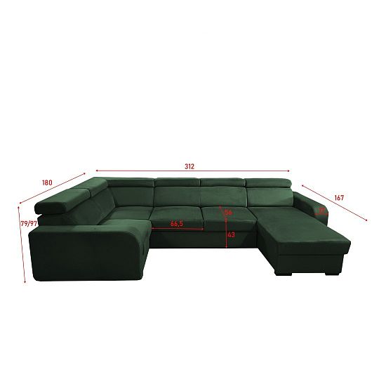 ELIZA sedací souprava do U, pravá, tmavě zelená Manila 35