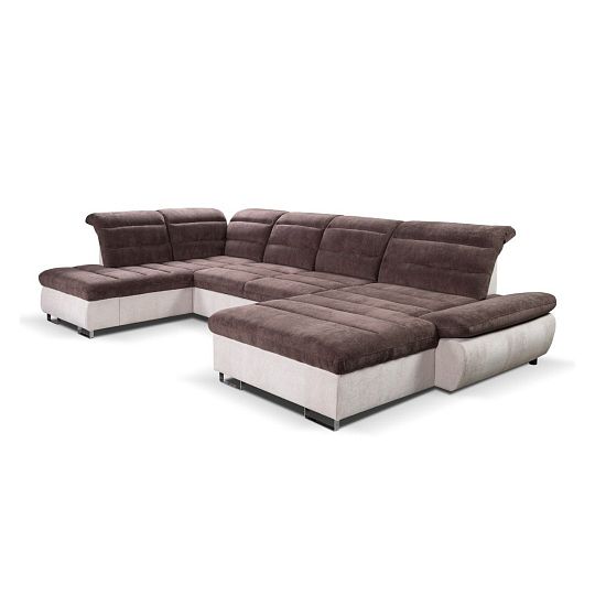 ROMANTIKA sedací souprava do U, pravá, bílá káva/čokoládová Misterio 99