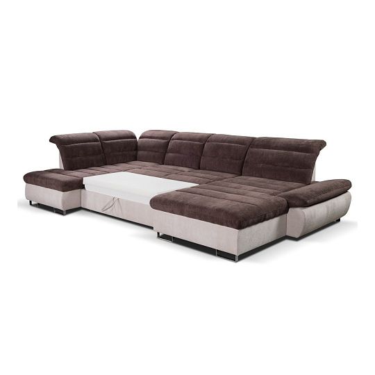 ROMANTIKA sedací souprava do U, pravá, bílá káva/čokoládová Misterio 99