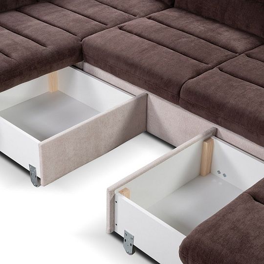 ROMANTIKA sedací souprava do U, pravá, bílá káva/čokoládová Misterio 99