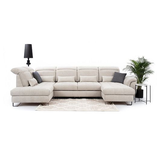 GENEZA sedací souprava do U, pravá, bílá káva