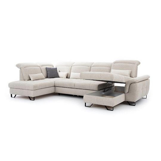 GENEZA sedací souprava do U, pravá, bílá káva