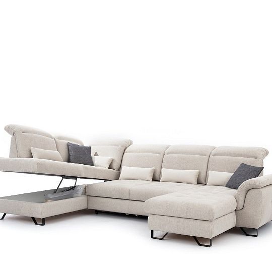 GENEZA sedací souprava do U, pravá, bílá káva