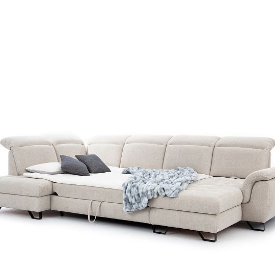 GENEZA sedací souprava do U, pravá, bílá káva