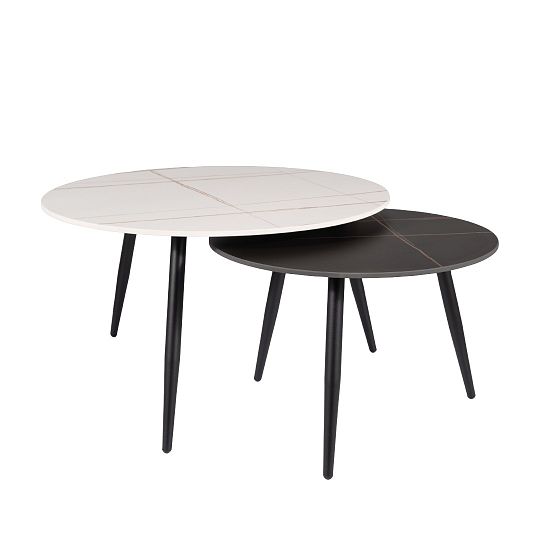 TRENDY KORAB konferenční stolek, 2ks, bílá/černá