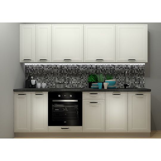 Kuchyň VERDI 240 cm, bez pracovní desky, šedá grenola/světle šedý mat