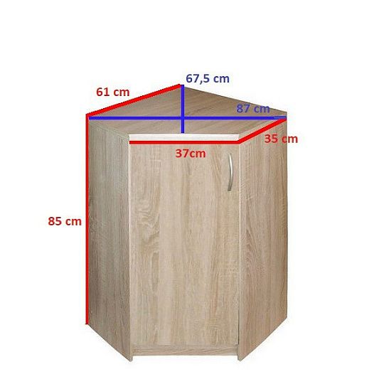 Rohová skříňka K1-1D, dub sonoma