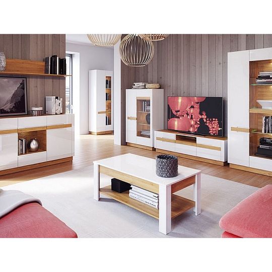 Visio 35 Police Bílý lesk/dub camarque