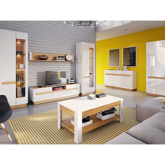 Visio 35 Police Bílý lesk/dub camarque