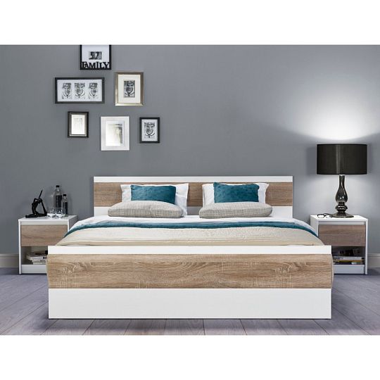 NORA 3 postel 160, bílá/dub sonoma