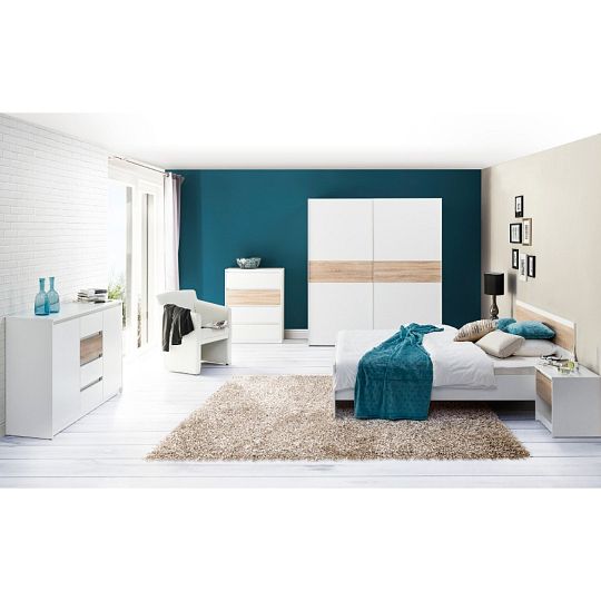 NORA 3 postel 160, bílá/dub sonoma