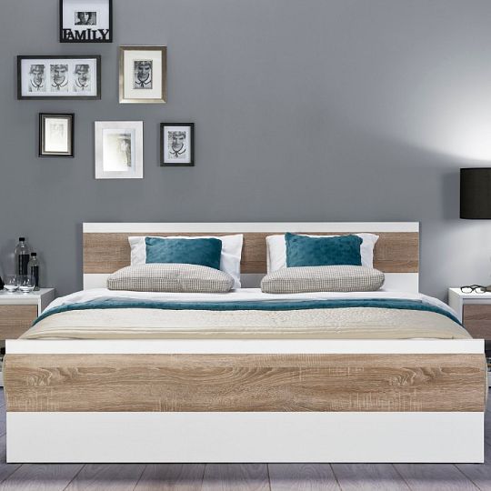 NORA 5 noční stolek, bílá/dub sonoma