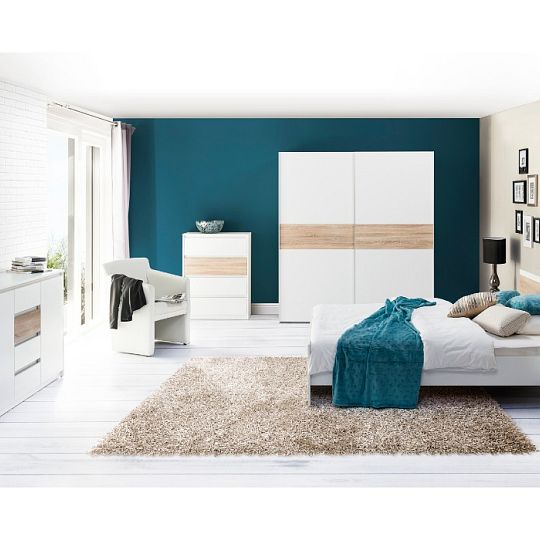 NORA 5 noční stolek, bílá/dub sonoma