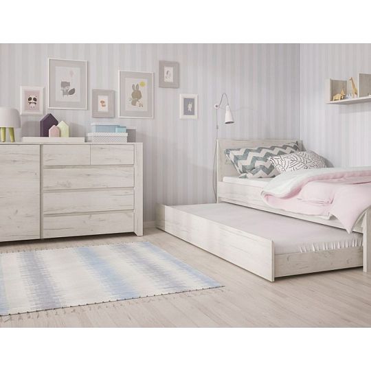 RUBIO 91 postel 140 cm, dub bělený
