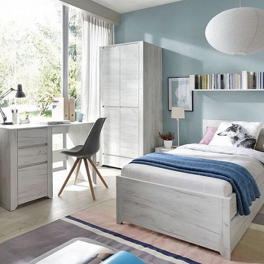 RUBIO 91 postel 140 cm, dub bělený