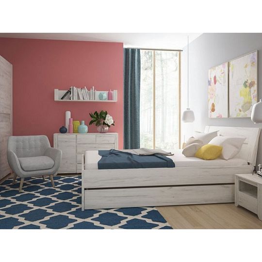 RUBIO 92 postel 160 cm, dub bělený