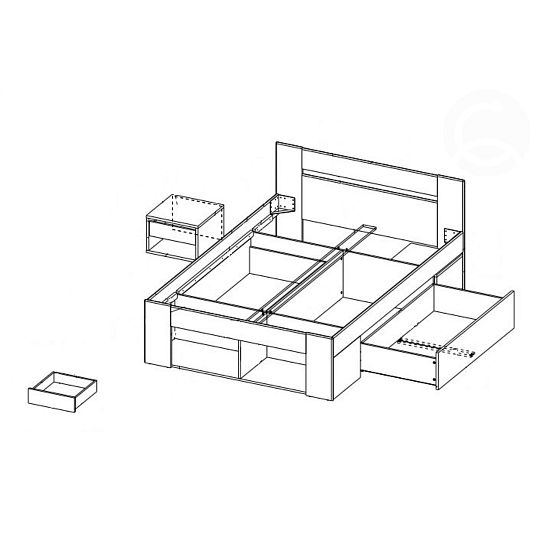 MARAJO 09 postel 160 cm + 2 noční stolky, dub sonoma/bílá