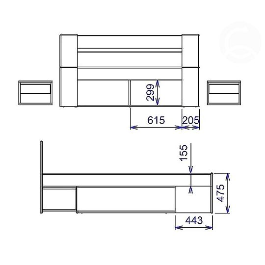 MARAJO 09 postel 160 cm + 2 noční stolky, dub sonoma/bílá