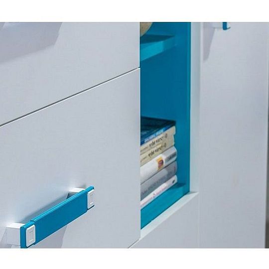 TRUFEL 4 Regál 45, bílá/tyrkys