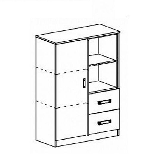 TRUFEL 6 Komoda 90 vysoká, bílá/tyrkys